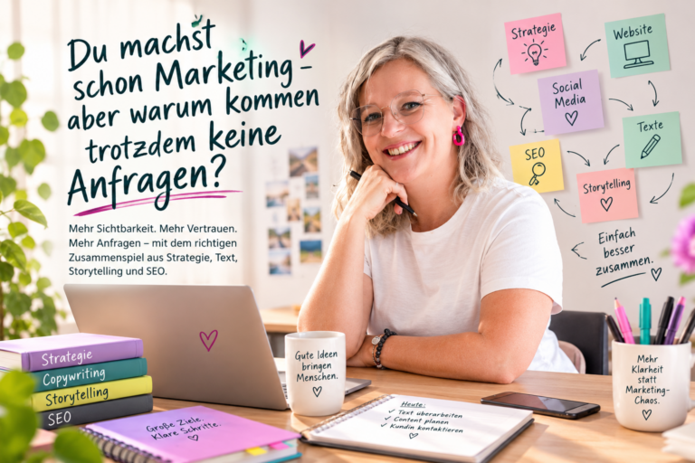 Nadja Gsenger am Schreibtisch mit dem Thema trotz Marketing keine Anfragen